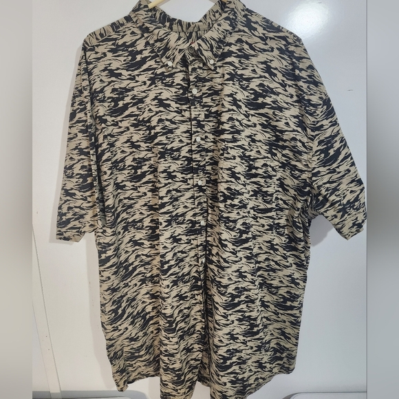 Big&Tall Black and Tan Patterned Shirt, Size 3XLT - Picture 1 of 5
